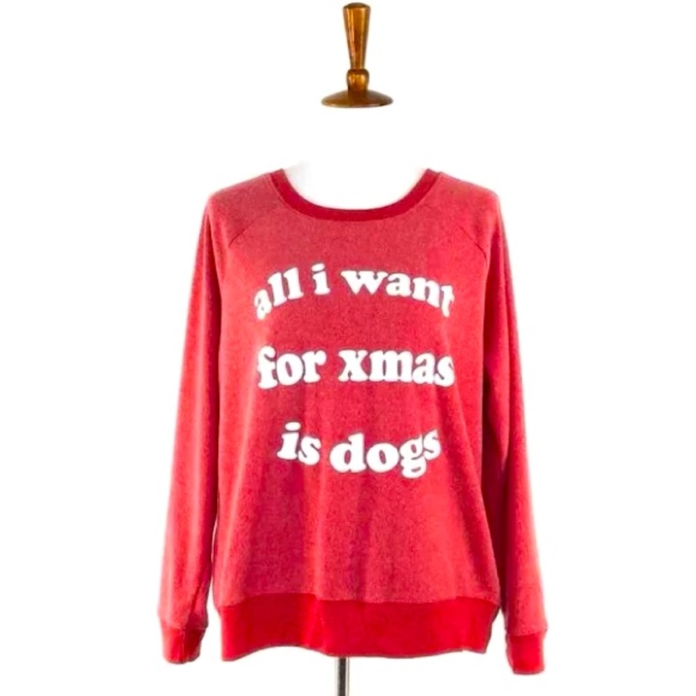 “All I Want for Christmas is Dogs” Grayson Threads Red Sweatshirt, Large